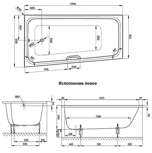 Ванна стальная Bette Space M 170х90 L anti-slip+easy-clean белый 1131-000 PLUS AR