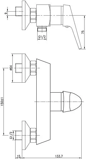 Смеситель для душа Aquanet Round Handle хром SD90707