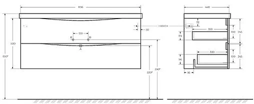 Тумба-умывальник подвесная BelBagno MARINO 120 Rovere Grigio MARINO-1200-2C-SO-RG-P+BB1200/450-LV-MR-PR