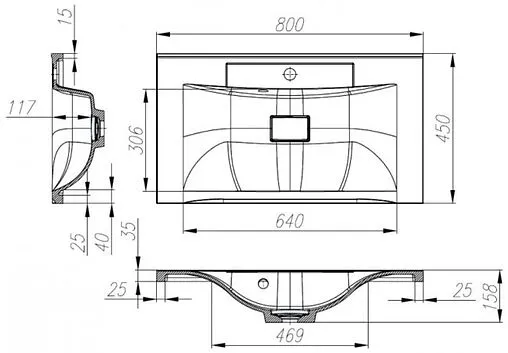 Раковина BelBagno 80 белый BB800/450-LV-MR-PR