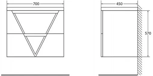 Тумба-умывальник подвесная BelBagno VITTORIA 70 Bianco Opaco VITTORIA-700-2C-SO-BO-P+BB700/450-LV-MR-AST