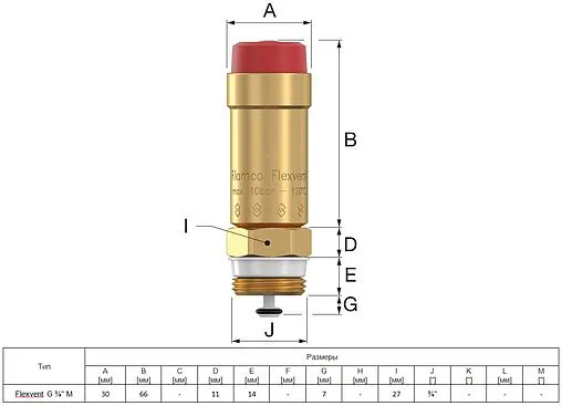 Воздухоотводчик автоматический ¾&quot;н Flamco Flexvent 27735