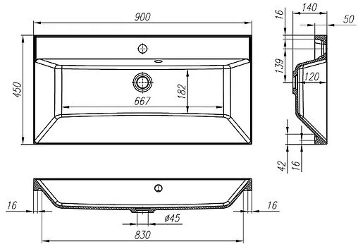 Раковина BelBagno 90 белый BB900/450-LV-MR-AST