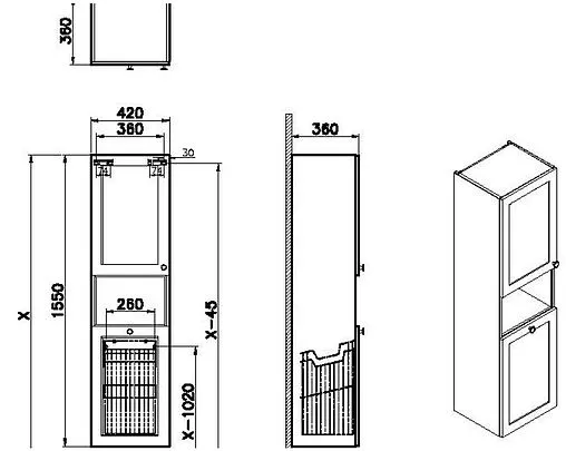 Шкаф-пенал подвесной VitrA Root Classic 40 L тёмно-синий 68522