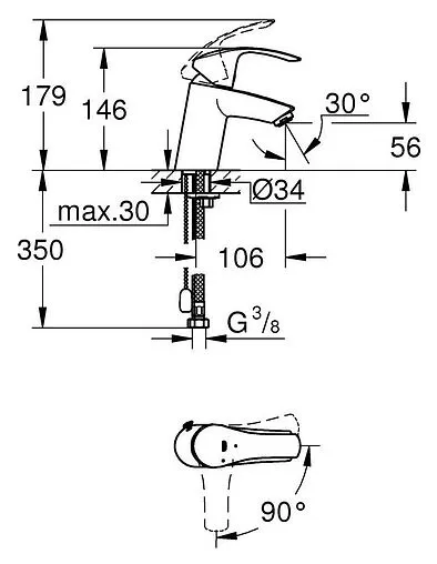 Смеситель для раковины Grohe Eurosmart New хром 23372002