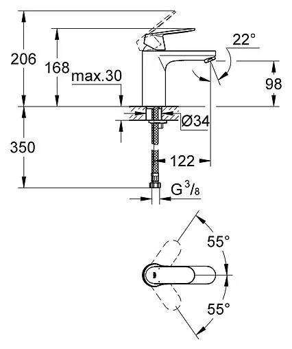 Смеситель для раковины Grohe Eurosmart Cosmopolitan хром 23327000