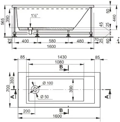 Ванна акриловая Pestan Anica 160х70 13016070