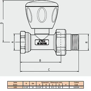 Вентиль регулирующий прямой ¾" в/н Tiemme 3260044 Вентиль регулирующий прямой ¾" в/н Tiemme 3260044, 2