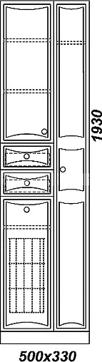 Шкаф-пенал напольный двухстворчатый с бельевой корзиной Aqwella Барселона 50 белый Ba.05.05