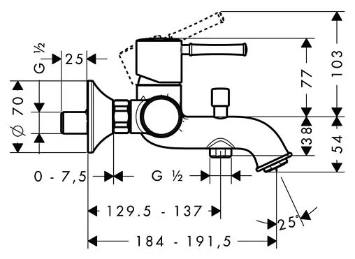 Смеситель для ванны Hansgrohe Talis Classic хром 14140000