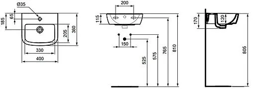 Раковина Ideal Standard Tempo 40 белый T056701