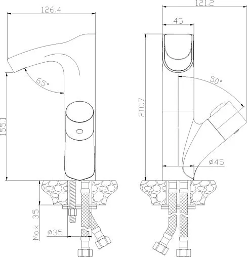 Смеситель для раковины Rossinka чёрный Z35-30B