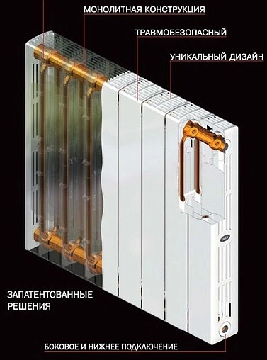 Радиатор биметаллический 5 секций нижнее правое подключение Rifar Supremo Ventil 500 белый RSVR50005