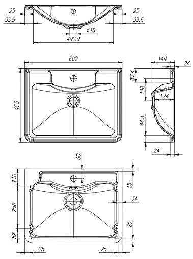 Раковина BelBagno 60 белый BB600/455-LV-MR-ALR