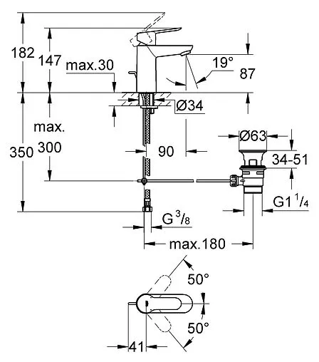 Смеситель для раковины Grohe BauEdge хром 23328000