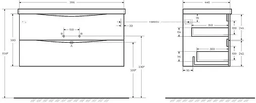 Тумба-умывальник подвесная BelBagno MARINO 100 Rovere Ciliegio MARINO-1000-2C-SO-RC-P+BB1000/445-LV-MR-PR