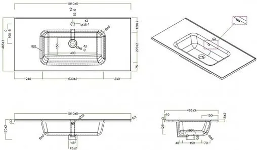 Раковина BelBagno 100 белый BB1000ETL