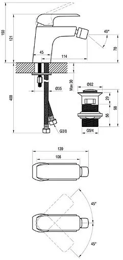 Смеситель для биде Ravak Flat чёрный матовый X070178