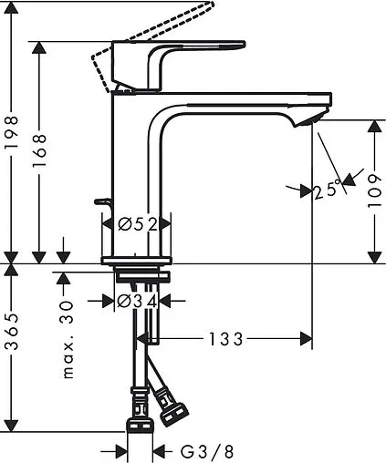 Смеситель для раковины Hansgrohe Rebris S 110 чёрный матовый 72517670