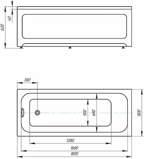 Ванна акриловая Aquatek Мия 180x80 MIY180-0000001