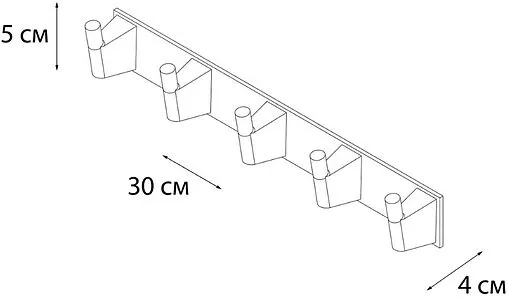 Планка с 5-ю крючками Fixsen Trend чёрный матовый FX-97805-5