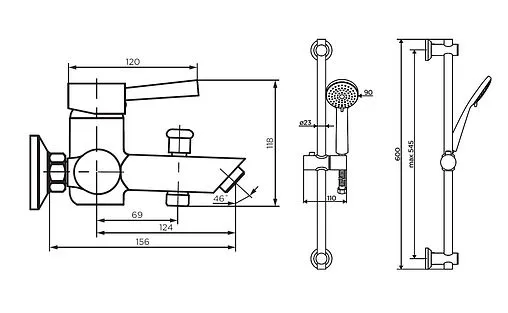 Смеситель для ванны Dorff Logic NEW нержавеющая сталь D0103030SS