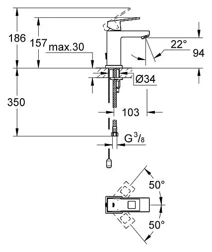 Смеситель для раковины Grohe Eurocube хром 23131000