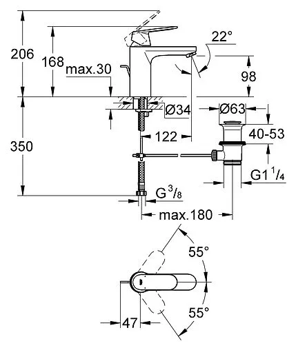 Смеситель для раковины Grohe Eurosmart Cosmopolitan хром 23325000