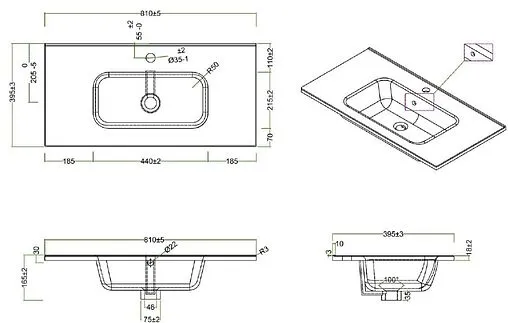 Раковина BelBagno 80 белый BB800/390ETL