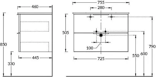 Тумба-умывальник подвесная Kerama Marazzi Piano 75 белый PI.75\WHT+PI.wb.75