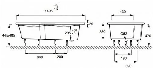 Ванна акриловая Jacob Delafon Bain-Douche NEO 150x80 L E6D119L-00