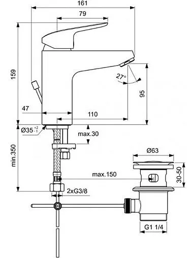 Комплект для ванны 3 в 1 Ideal Standard Ceraflex хром BD001AA