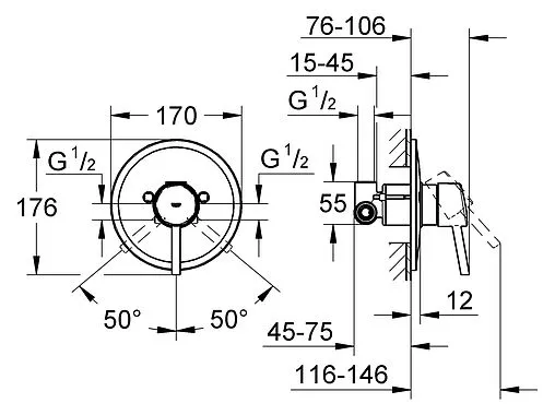 Смеситель для душа скрытого монтажа Grohe Concetto хром 32213001