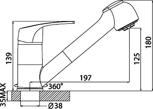 Смеситель для кухни с выдвижным изливом Rossinka хром D40-25