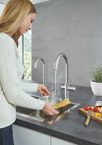 Смеситель для кухни с фильтром и встроенным нагревом воды Grohe Red II Duo хром 30083001