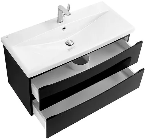 Тумба-умывальник подвесная BelBagno MARINO-CER 80 Nero Lucido MARINO-CER-800-2C-SO-NL-P+BB-0322-80-LVB