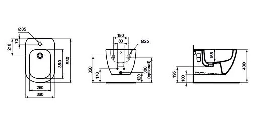 Биде подвесное Ideal Standard Tesi белый T457001