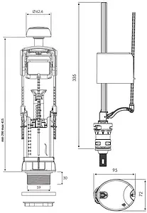 Комплект арматуры для бачка двухрежимный ½" латунь нижний OLI ATLAS V3 + Uni Bottom 122540 Комплект арматуры для бачка двухрежимный ½" латунь нижний OLI ATLAS V3 + Uni Bottom 122540, 2