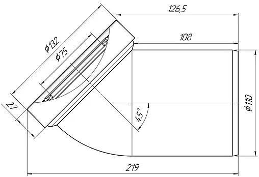 Патрубок для унитаза Ани Пласт 45° W4220