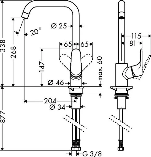 Смеситель для кухни Hansgrohe Focus M41 260 1jet хром 31820000