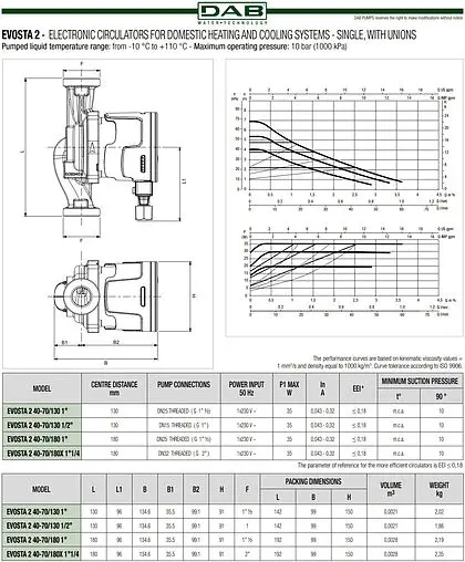 Насос циркуляционный DAB Evosta 2 40-70/130 ½&quot; 60186047