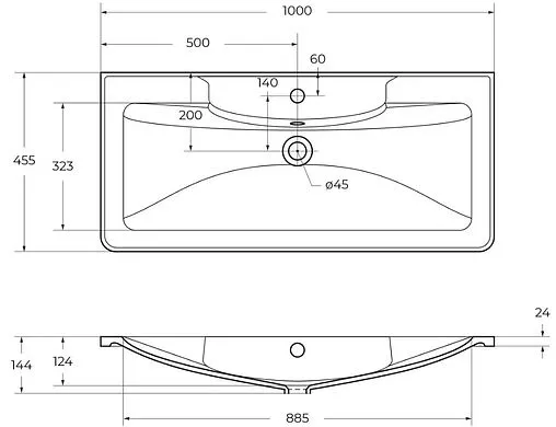 Раковина BelBagno 100 белый BB1000/455-LV-MR-ALR