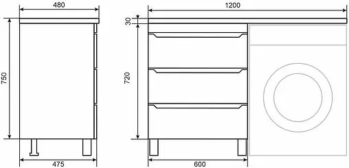 Тумба-умывальник напольная Uperwood Tanos 120 L белый 291021001