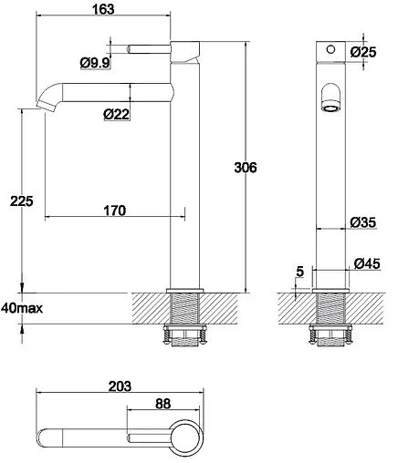 Смеситель для раковины WHITECROSS Y black чёрный матовый Y1212BL