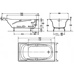 Ванна чугунная Jacob Delafon Super Repos 180x90 E2902-00 Ванна чугунная Jacob Delafon Super Repos 180x90 E2902-00, 2