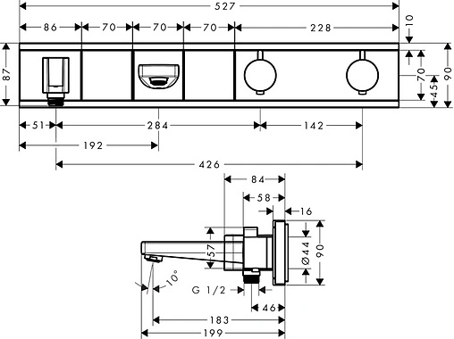 Термостат для 2 потребителей Hansgrohe RainSelect белый/хром 15359400