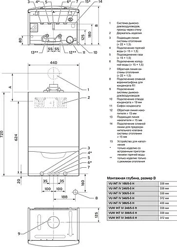 Настенный конденсационный газовый котел двухконтурный турбированный 24кВт Vaillant ecoTEC plus VUW INT IV 246/5-5 H 0010021965