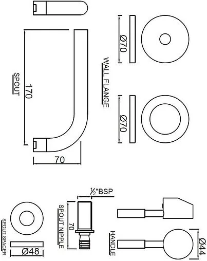 Смеситель для раковины из стены Jaquar Solo хром SOL-CHR-6231NK