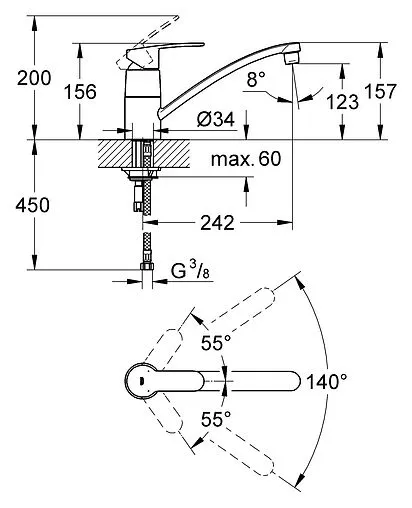 Смеситель для кухни Grohe Eurostyle Cosmopolitan хром 33977002