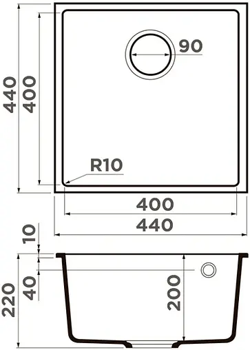 Мойка кухонная Omoikiri Bosen 44-U-BL черный 4993595